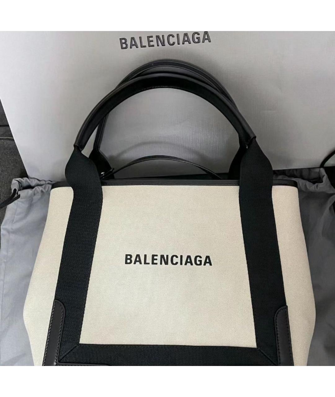 BALENCIAGA Белая тканевая сумка тоут, фото 3