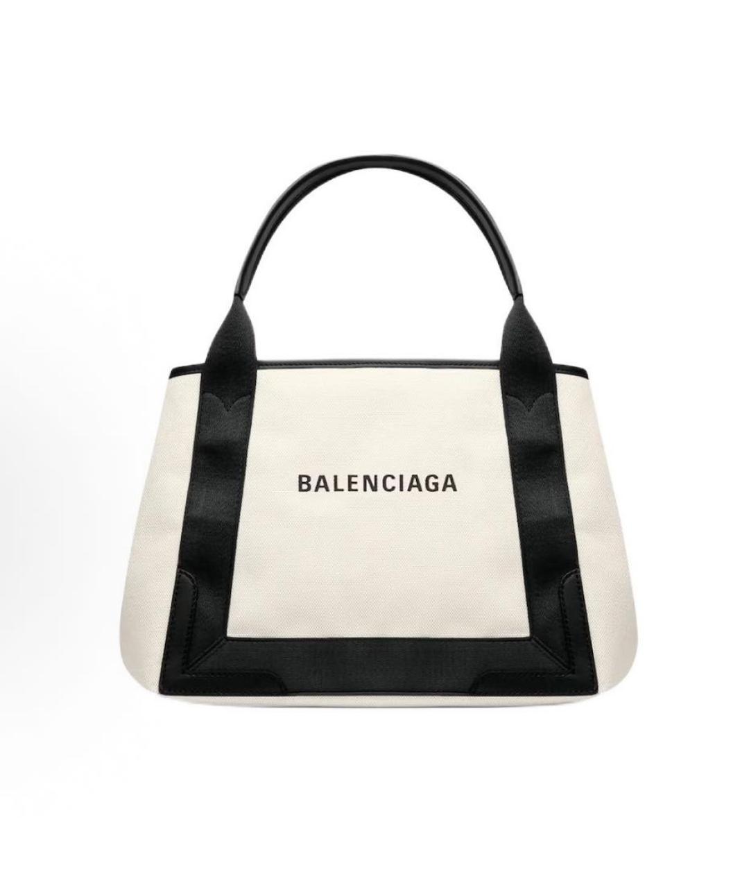 BALENCIAGA Белая тканевая сумка тоут, фото 1