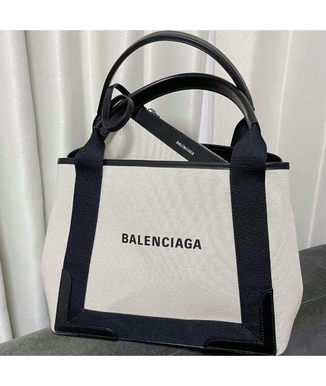 BALENCIAGA Белая тканевая сумка тоут, фото 2