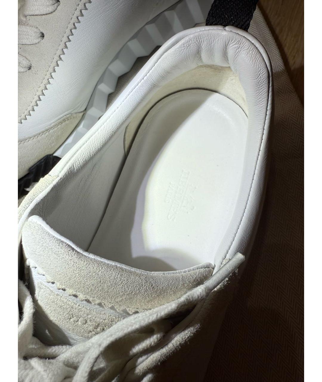 HERMES Белые кожаные кроссовки, фото 7