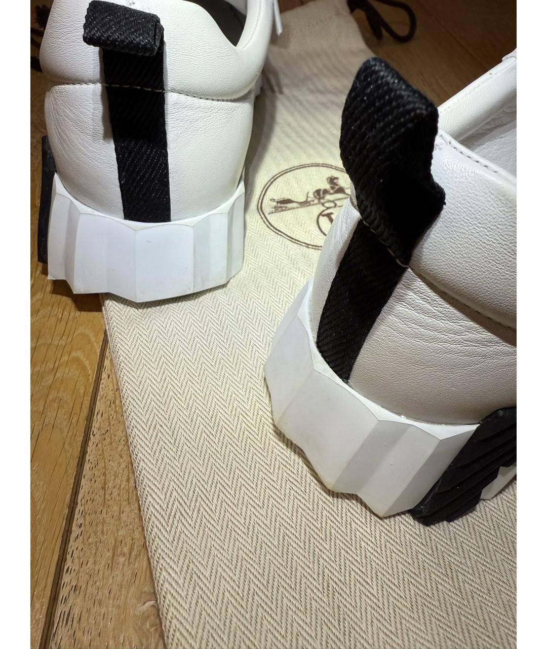HERMES Белые кожаные кроссовки, фото 6