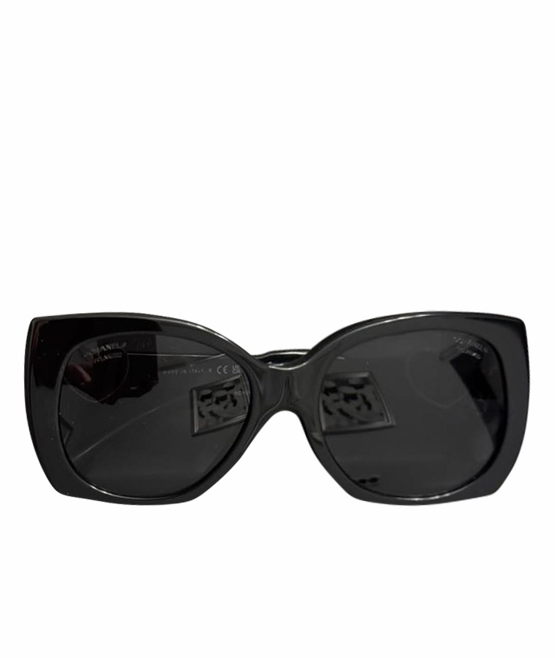 CHANEL Черные пластиковые солнцезащитные очки, фото 1