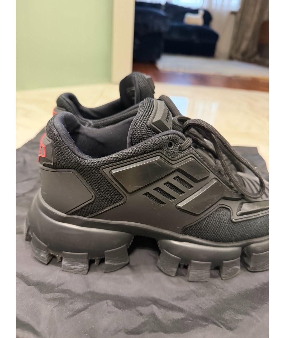 PRADA Черные синтетические низкие кроссовки / кеды, фото 2