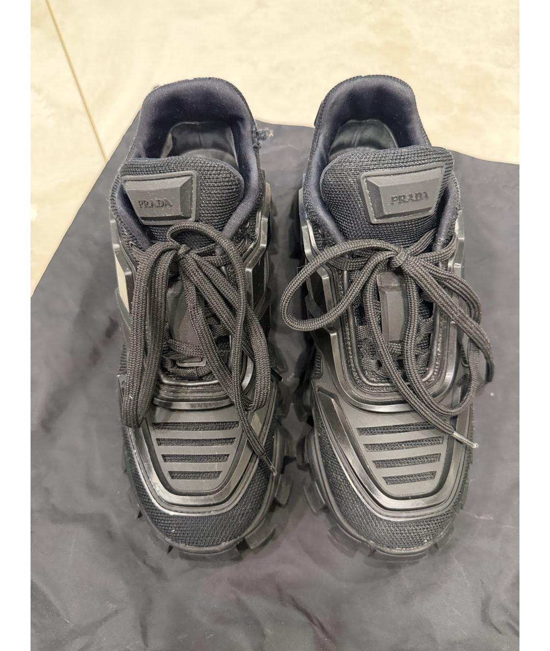 PRADA Черные синтетические низкие кроссовки / кеды, фото 3