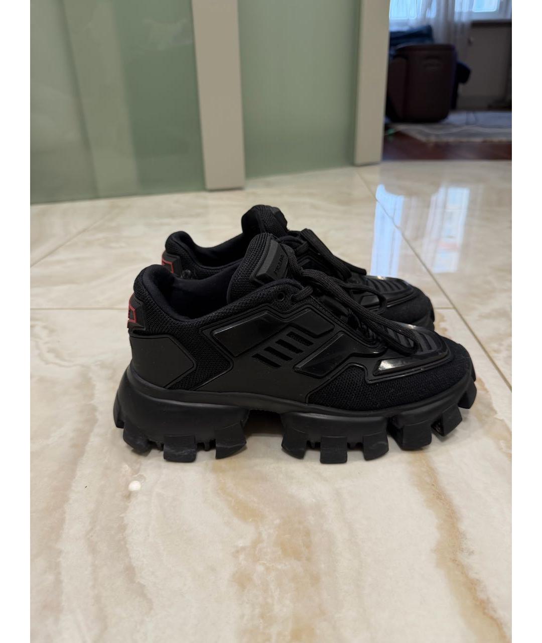 PRADA Черные синтетические низкие кроссовки / кеды, фото 7