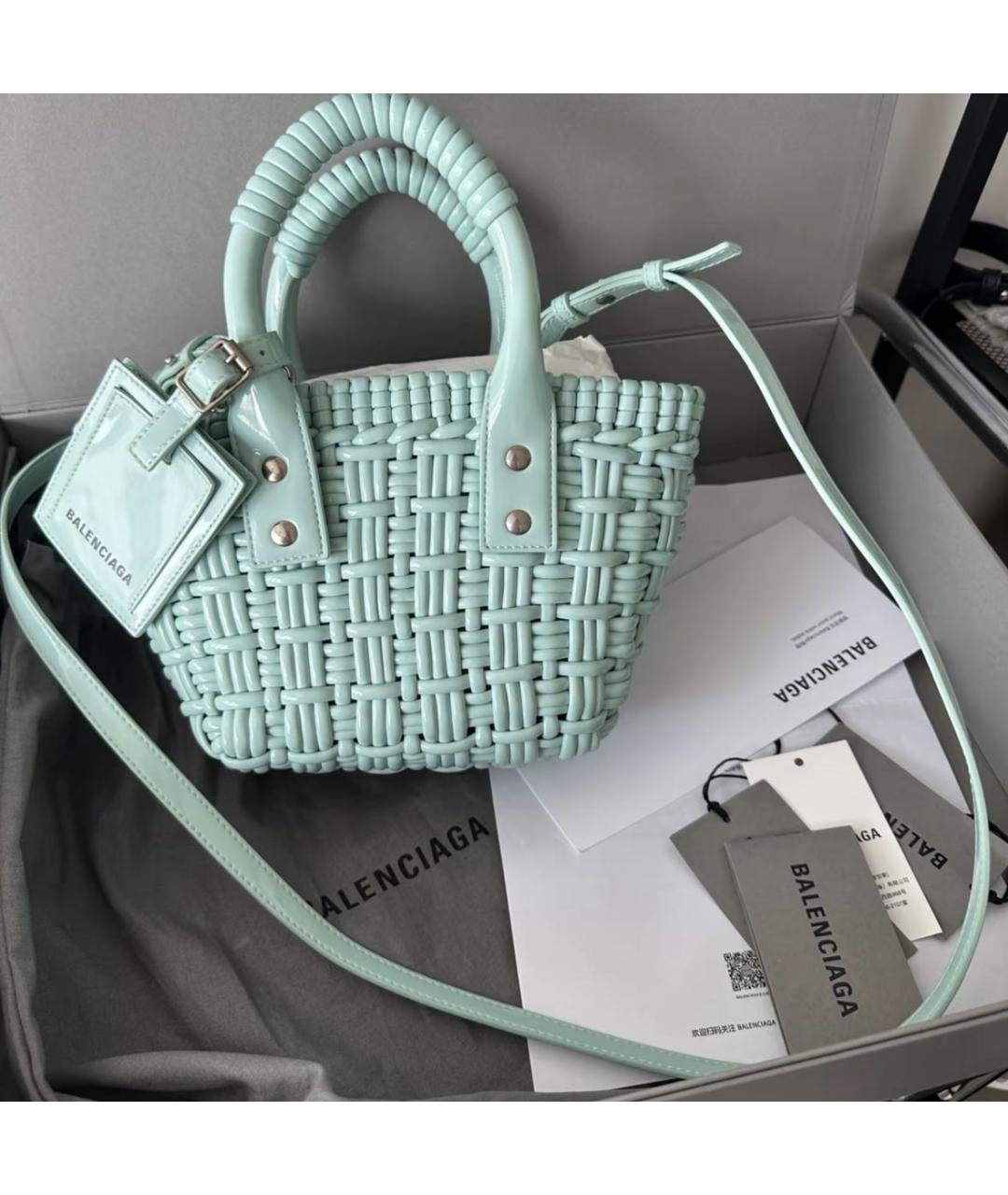 BALENCIAGA Бирюзовая кожаная сумка через плечо, фото 2