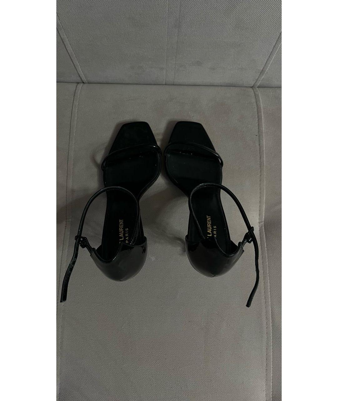 SAINT LAURENT Черные босоножки из лакированной кожи, фото 3