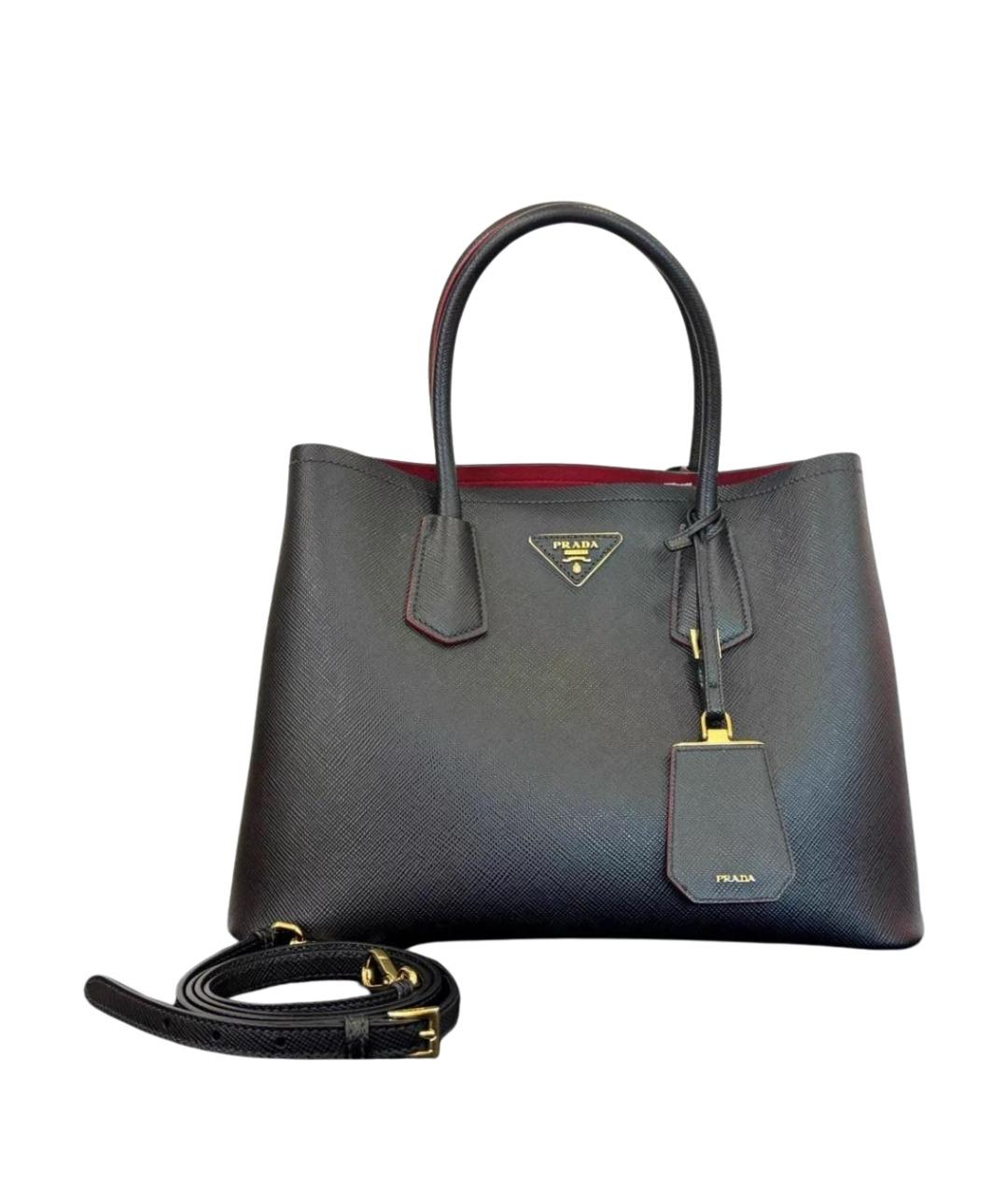 PRADA Черная кожаная сумка с короткими ручками, фото 1