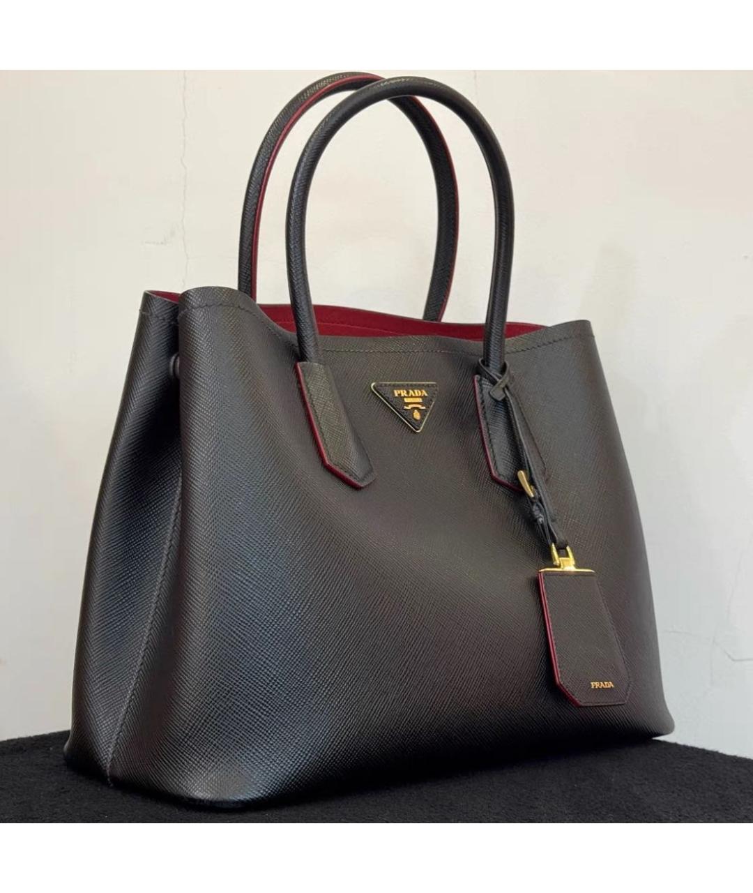 PRADA Черная кожаная сумка с короткими ручками, фото 2