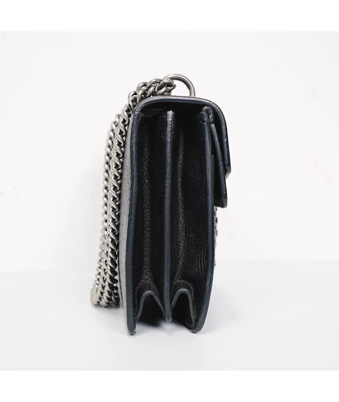 GUCCI Черная кожаная сумка через плечо, фото 4