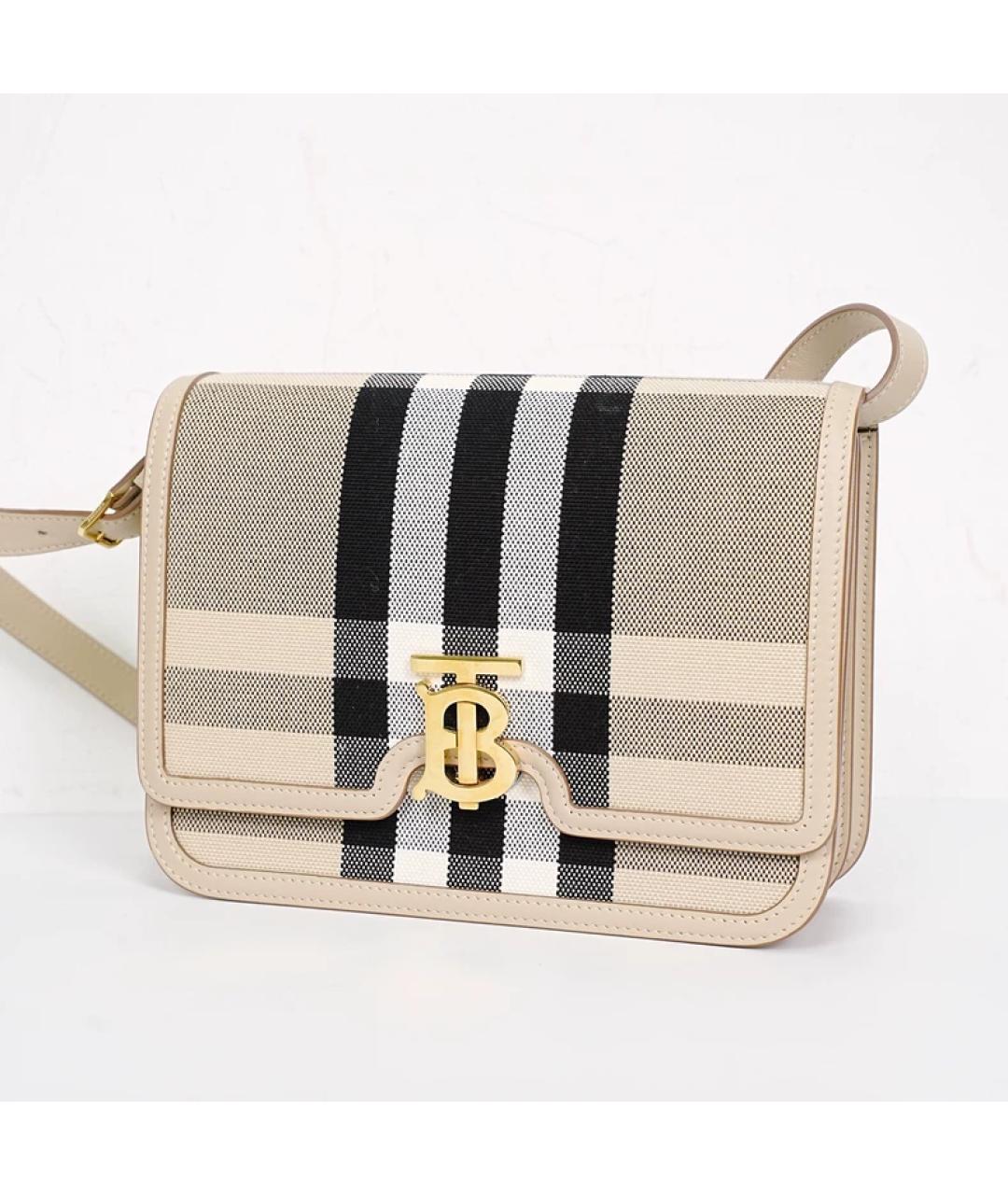 BURBERRY Бежевая кожаная сумка с короткими ручками, фото 6