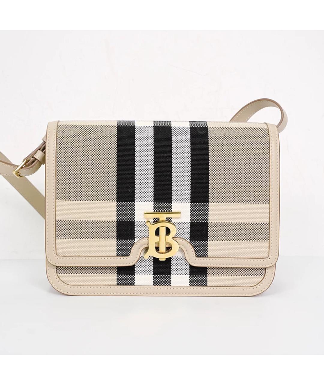 BURBERRY Бежевая кожаная сумка с короткими ручками, фото 5