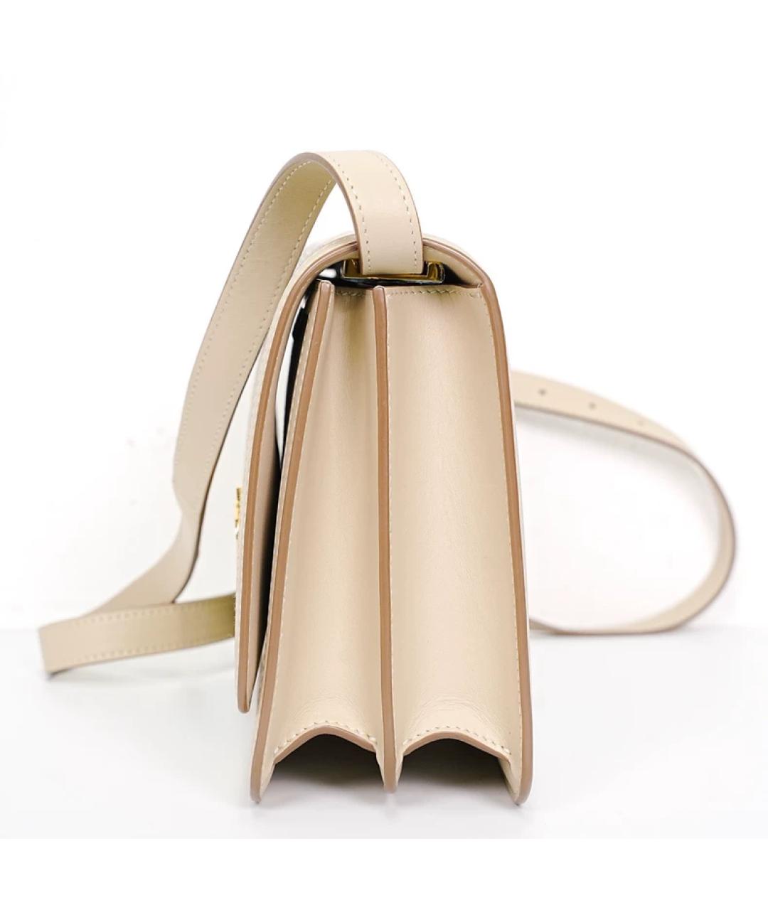 BURBERRY Бежевая кожаная сумка с короткими ручками, фото 2