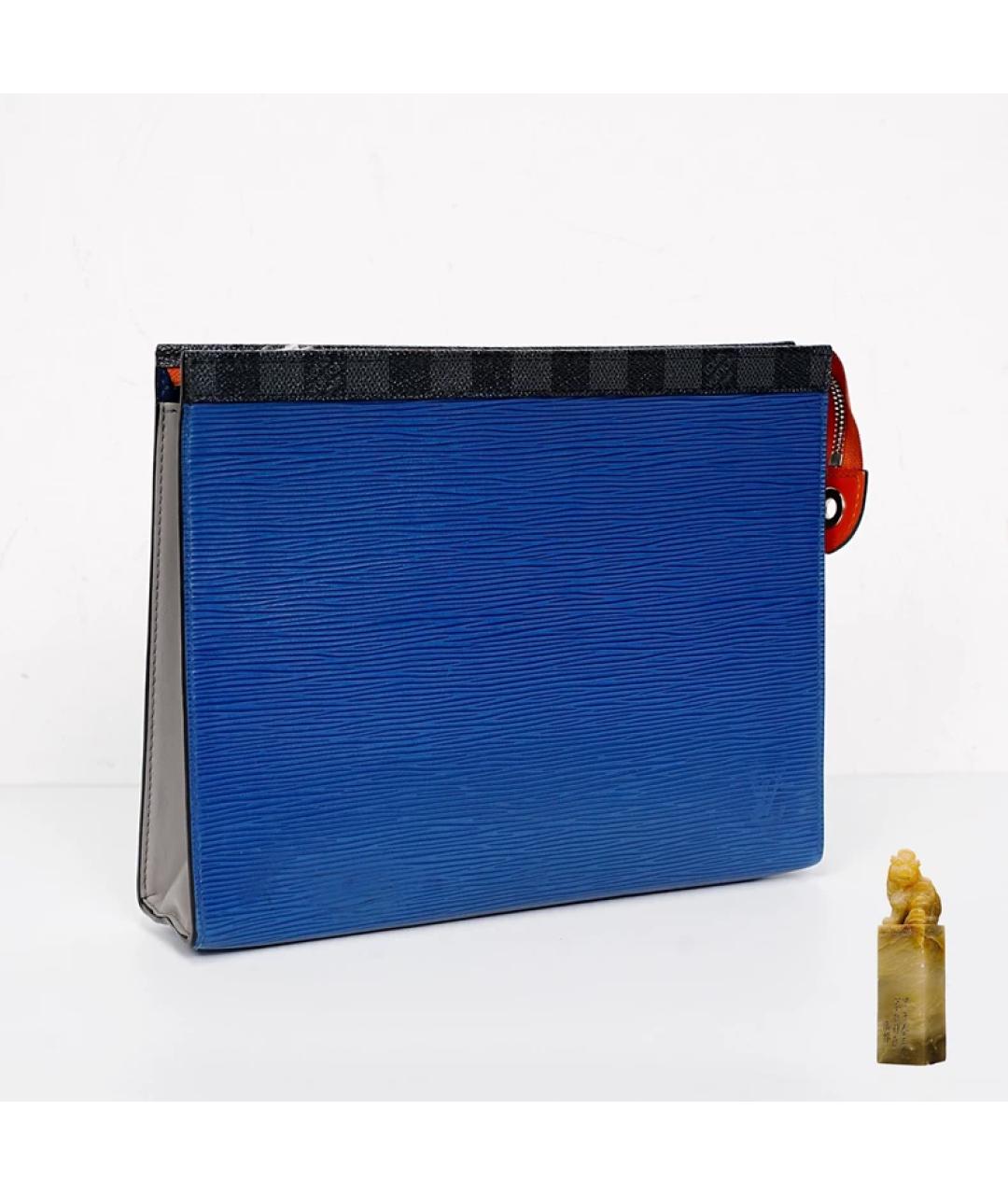 LOUIS VUITTON Синяя кожаная папка для документов, фото 6