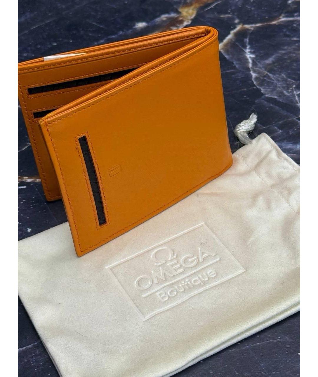 OMEGA Оранжевый кожаный кошелек, фото 5