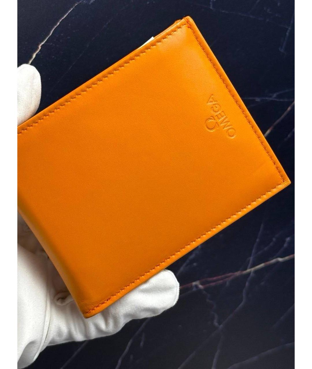 OMEGA Оранжевый кожаный кошелек, фото 7