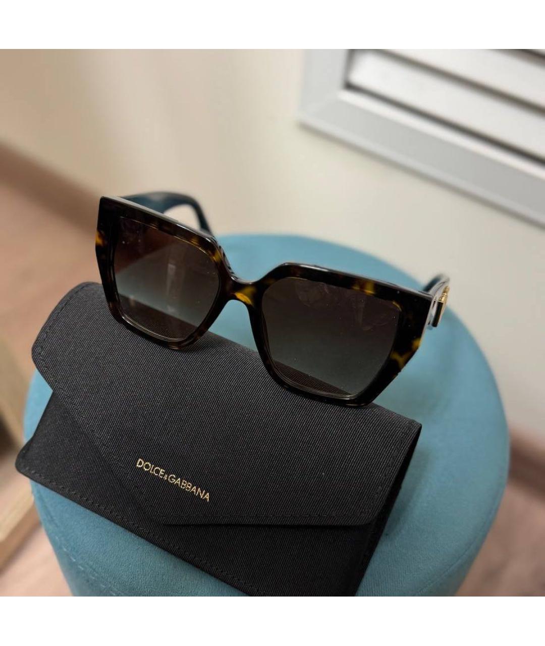 DOLCE&GABBANA Коричневые пластиковые солнцезащитные очки, фото 4