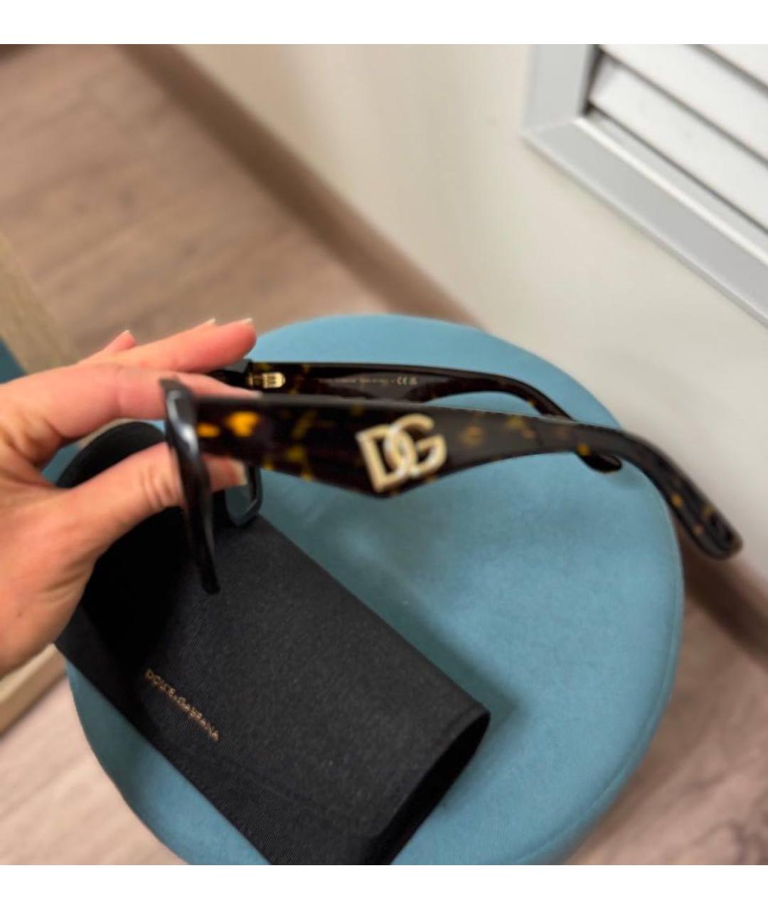 DOLCE&GABBANA Коричневые пластиковые солнцезащитные очки, фото 5