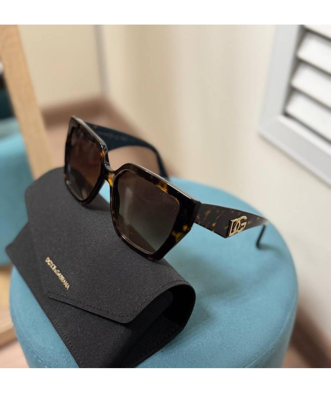 DOLCE&GABBANA Коричневые пластиковые солнцезащитные очки, фото 3