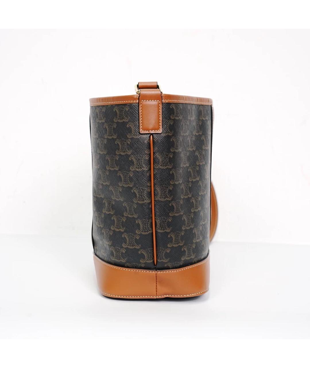 CELINE Коричневая кожаная сумка через плечо, фото 4