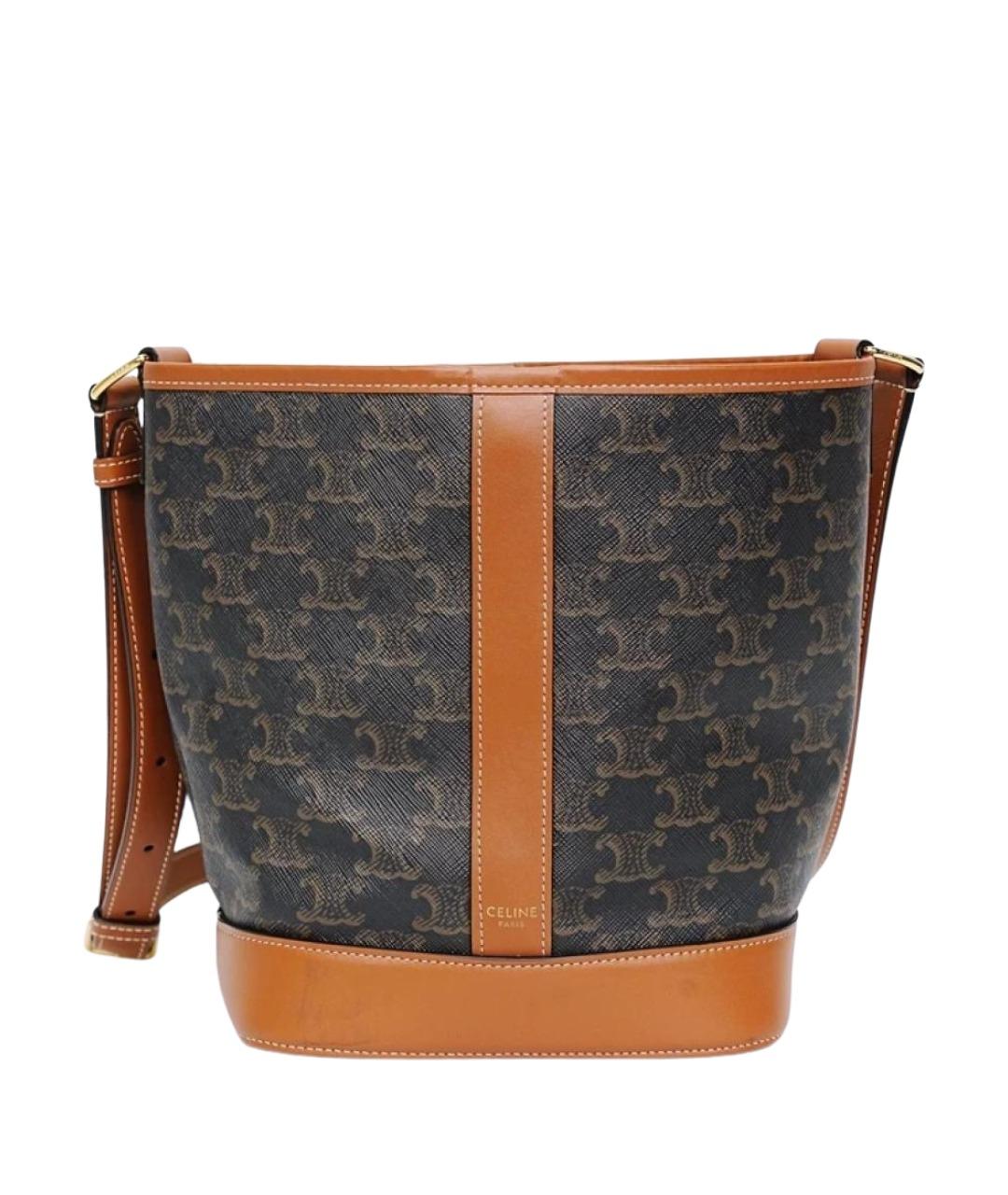 CELINE Коричневая кожаная сумка через плечо, фото 1