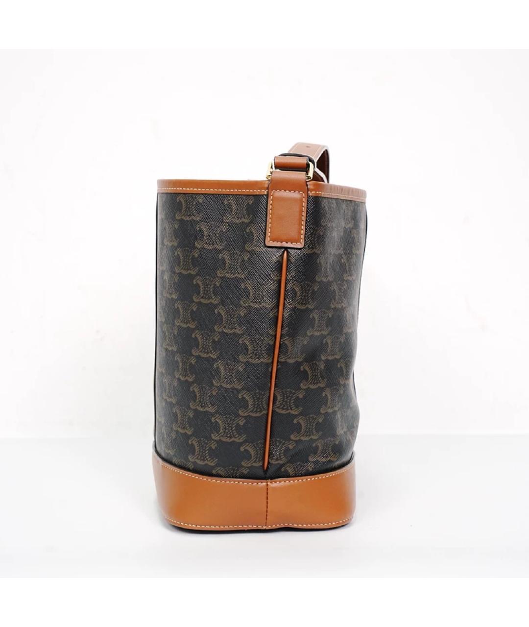 CELINE Коричневая кожаная сумка через плечо, фото 6