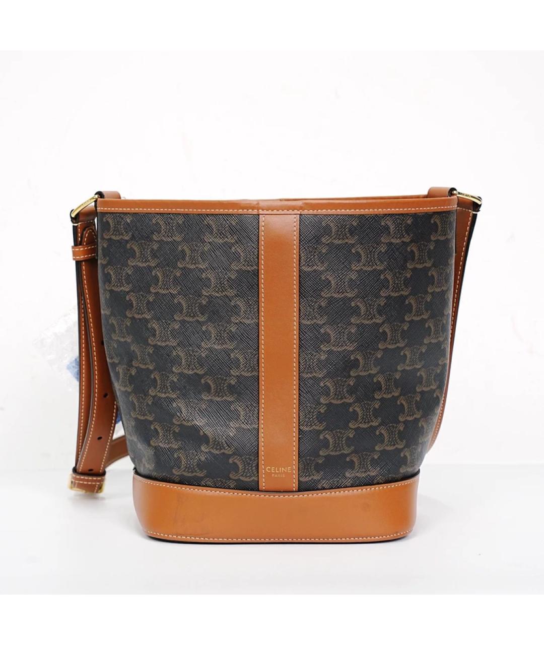 CELINE Коричневая кожаная сумка через плечо, фото 10