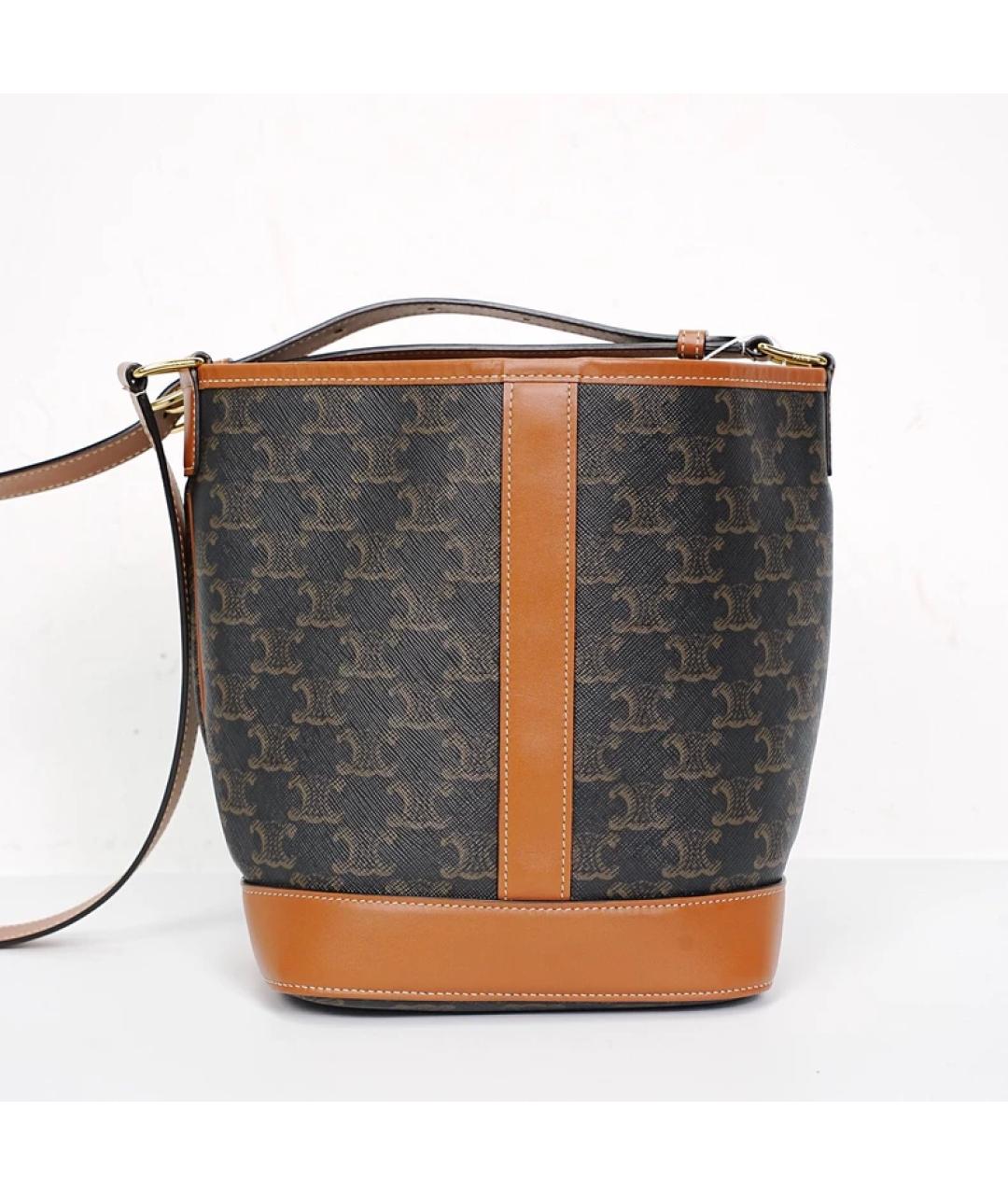 CELINE Коричневая кожаная сумка через плечо, фото 5