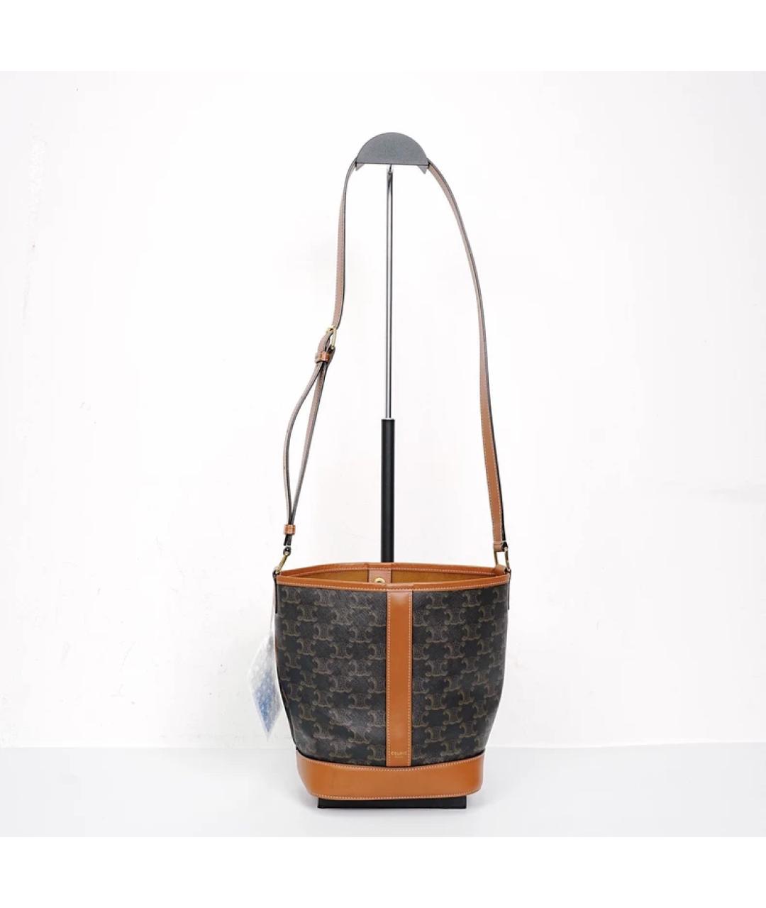 CELINE Коричневая кожаная сумка через плечо, фото 7