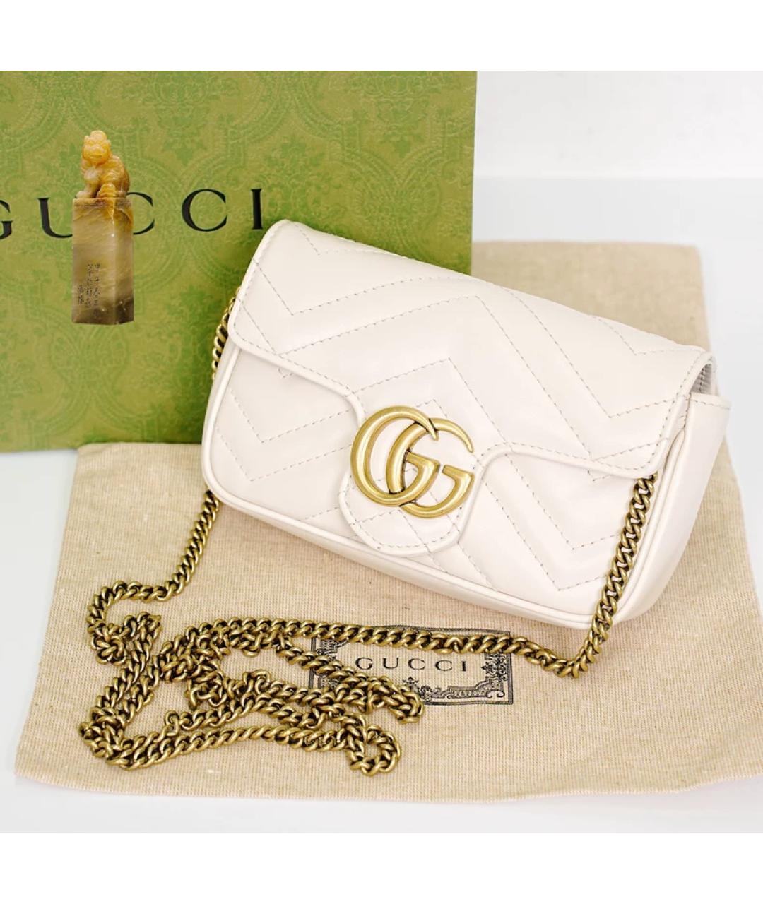 GUCCI Белая кожаная сумка через плечо, фото 9