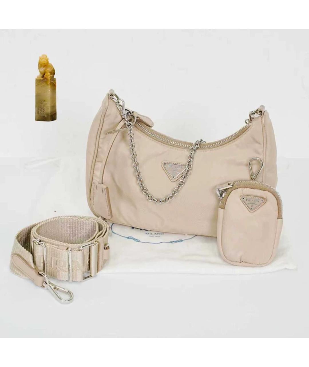 PRADA Бежевая синтетическая сумка через плечо, фото 9