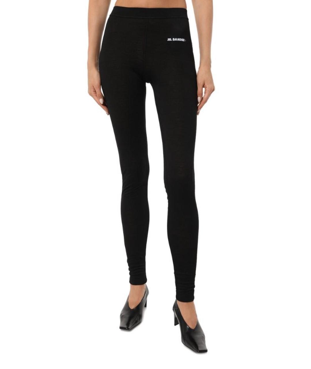 JIL SANDER Черные полиэстеровые леггинсы и велосипедки, фото 3