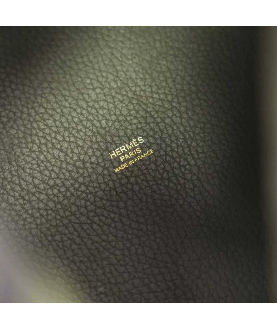 HERMES Серая кожаная сумка с короткими ручками, фото 8
