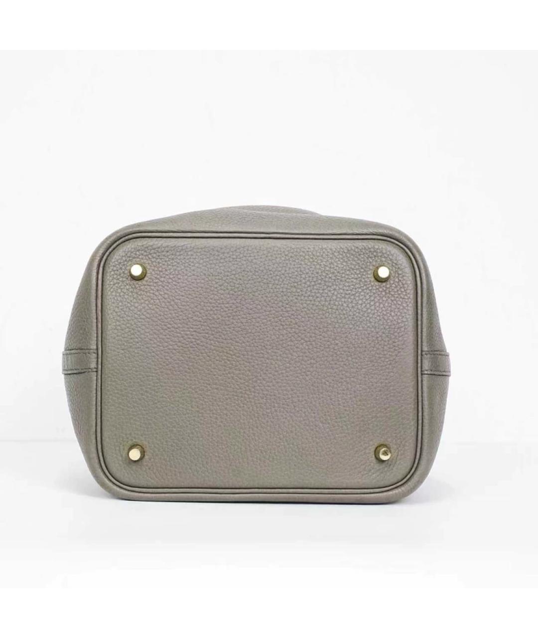 HERMES Серая кожаная сумка с короткими ручками, фото 7