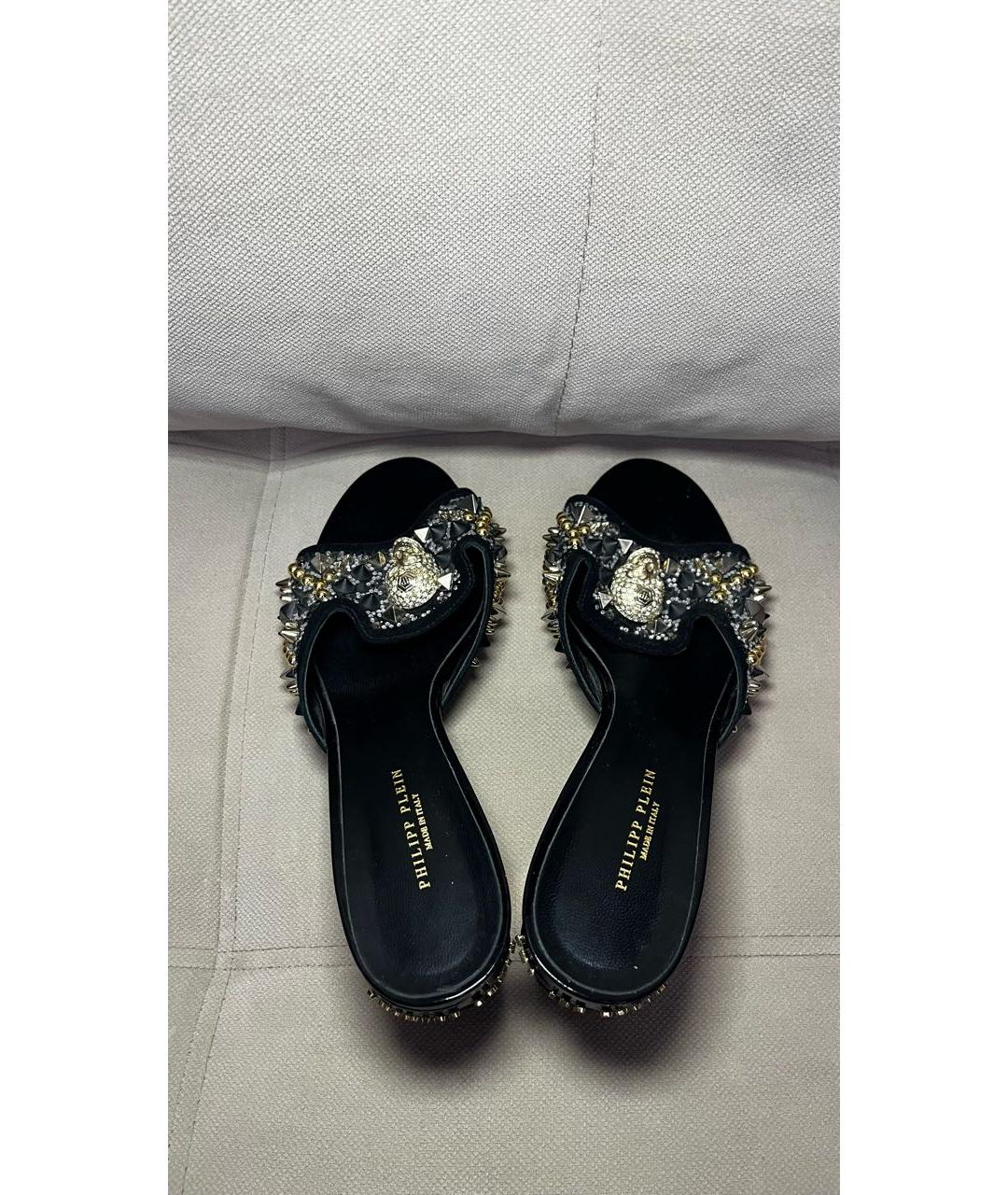 PHILIPP PLEIN Черные кожаные мюли, фото 3
