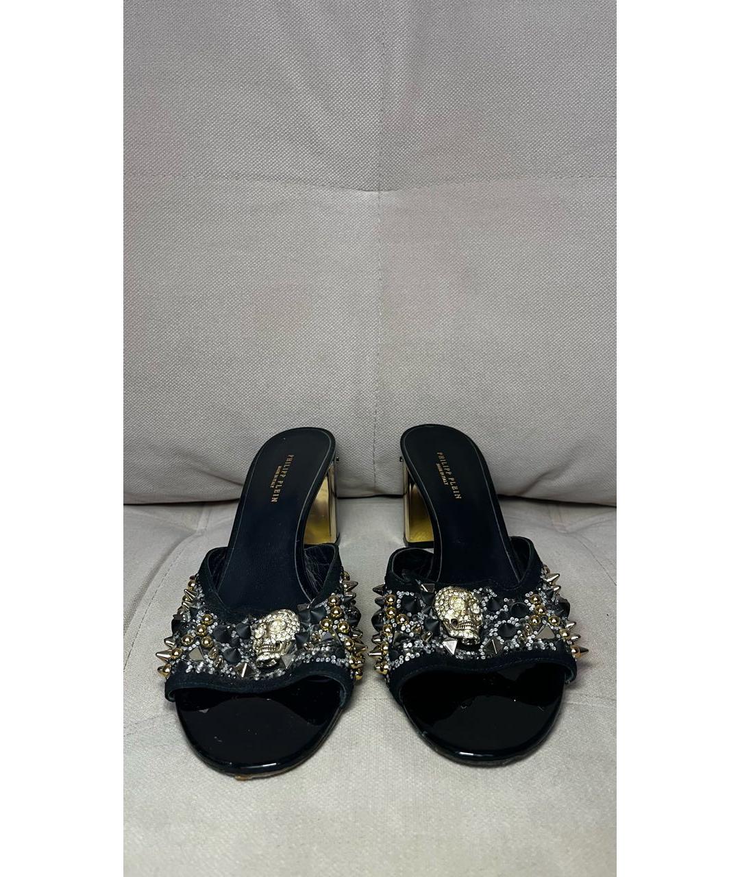 PHILIPP PLEIN Черные кожаные мюли, фото 2