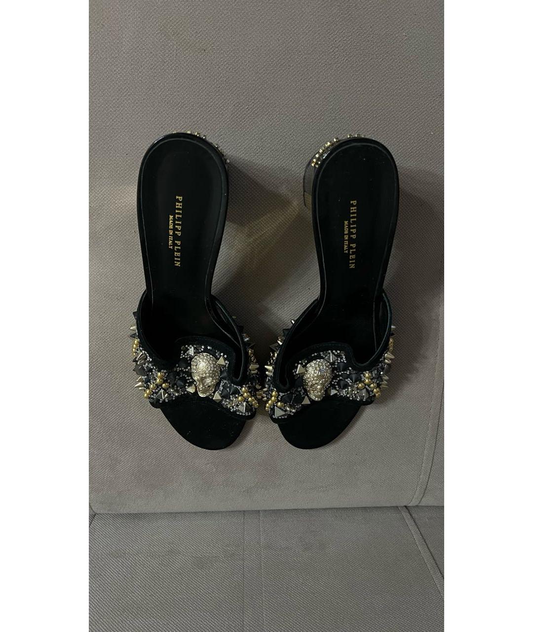 PHILIPP PLEIN Черные кожаные мюли, фото 3