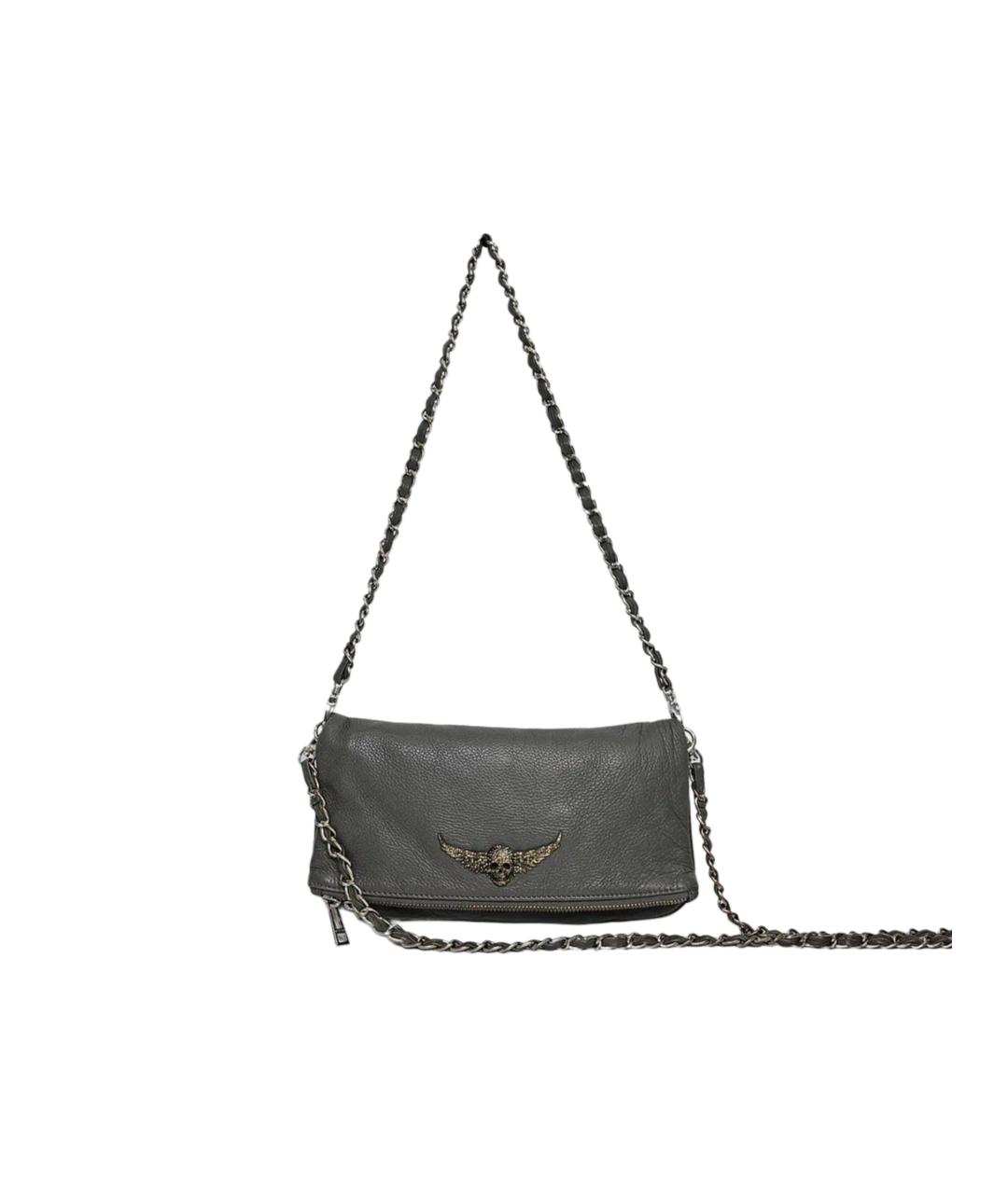 ZADIG & VOLTAIRE Серая кожаная сумка через плечо, фото 10