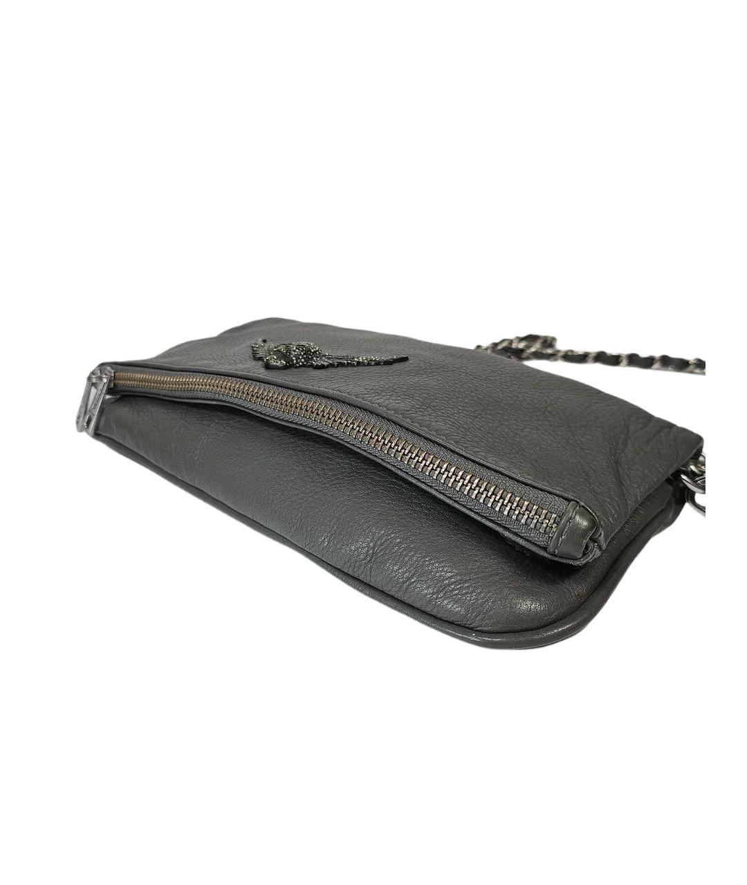 ZADIG & VOLTAIRE Серая кожаная сумка через плечо, фото 5