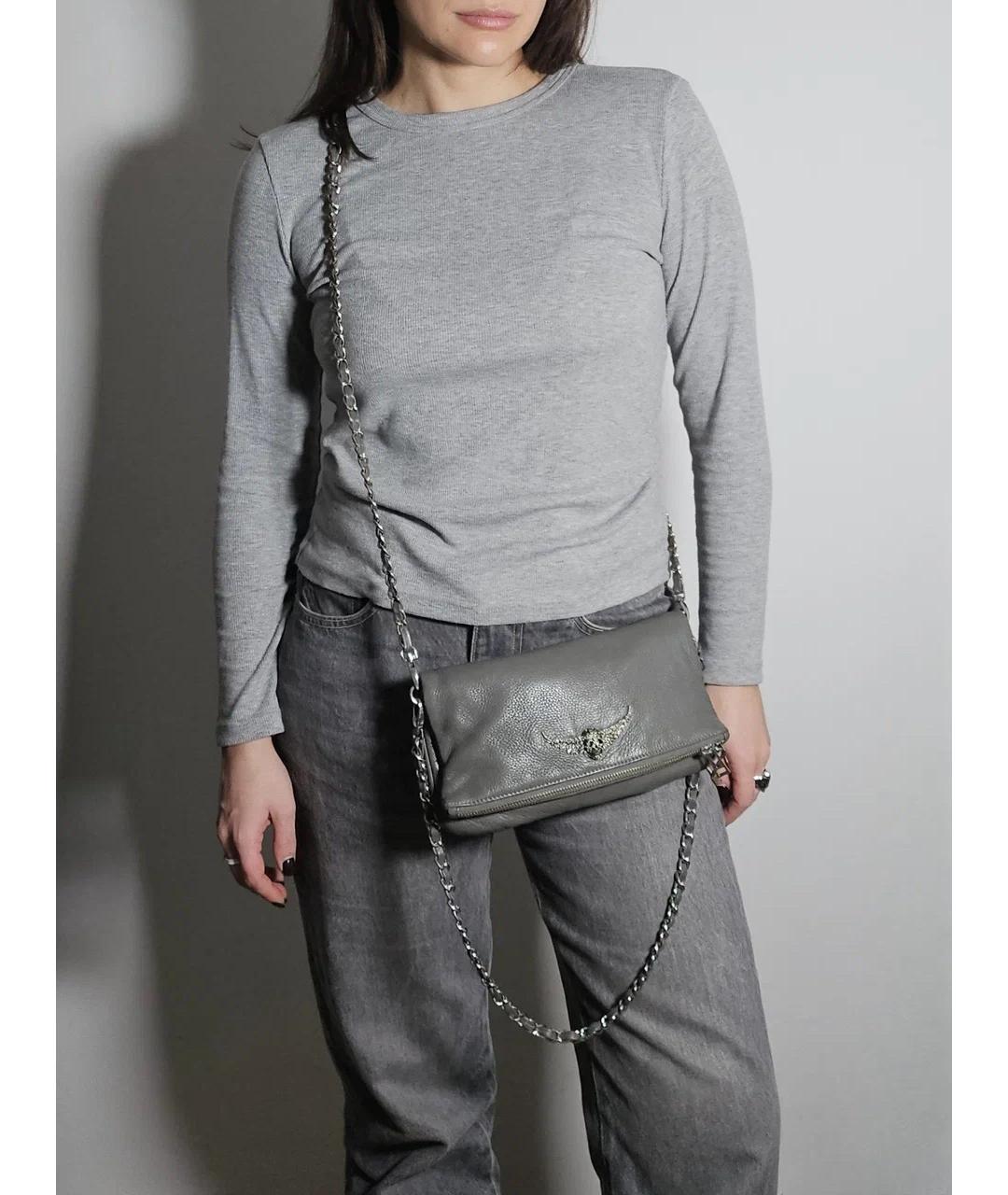 ZADIG & VOLTAIRE Серая кожаная сумка через плечо, фото 3