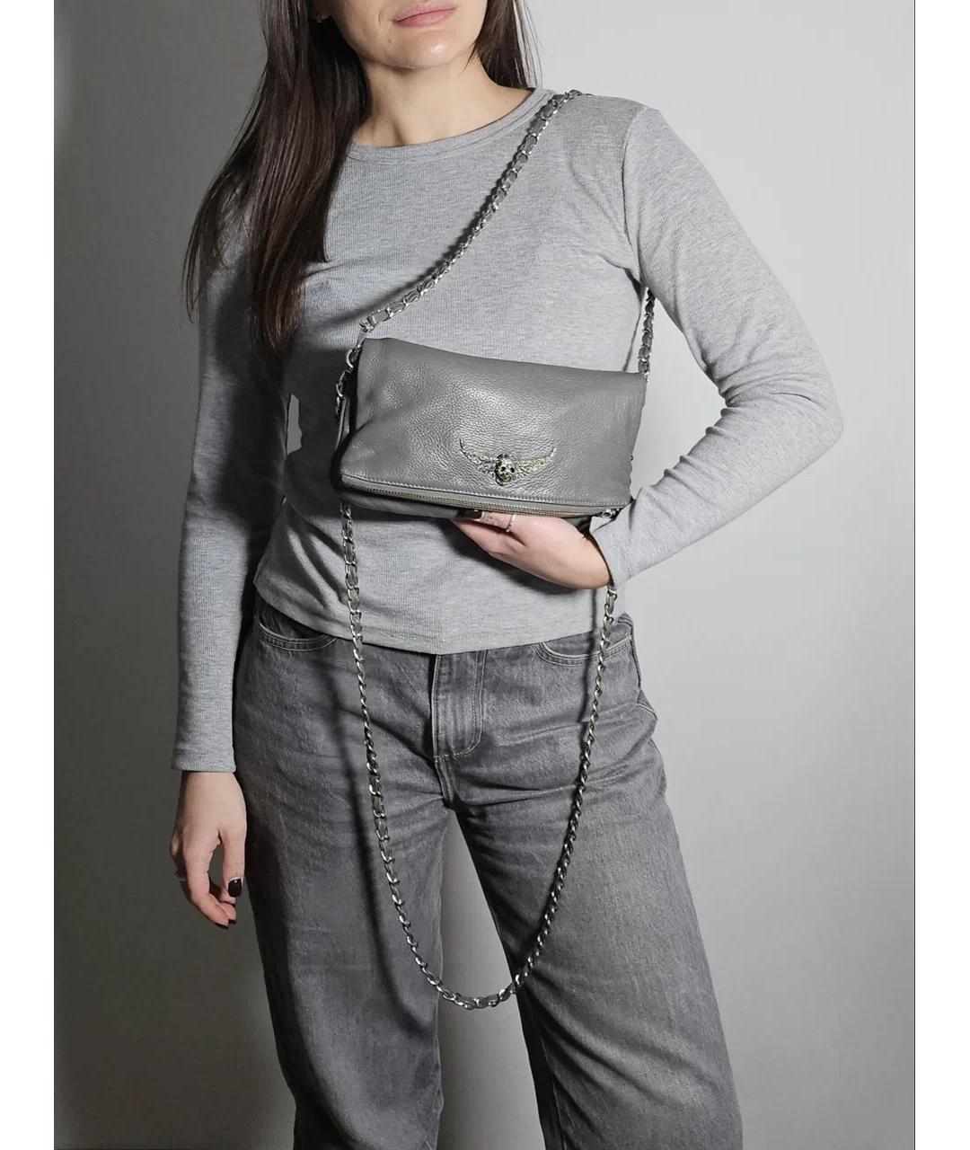 ZADIG & VOLTAIRE Серая кожаная сумка через плечо, фото 4