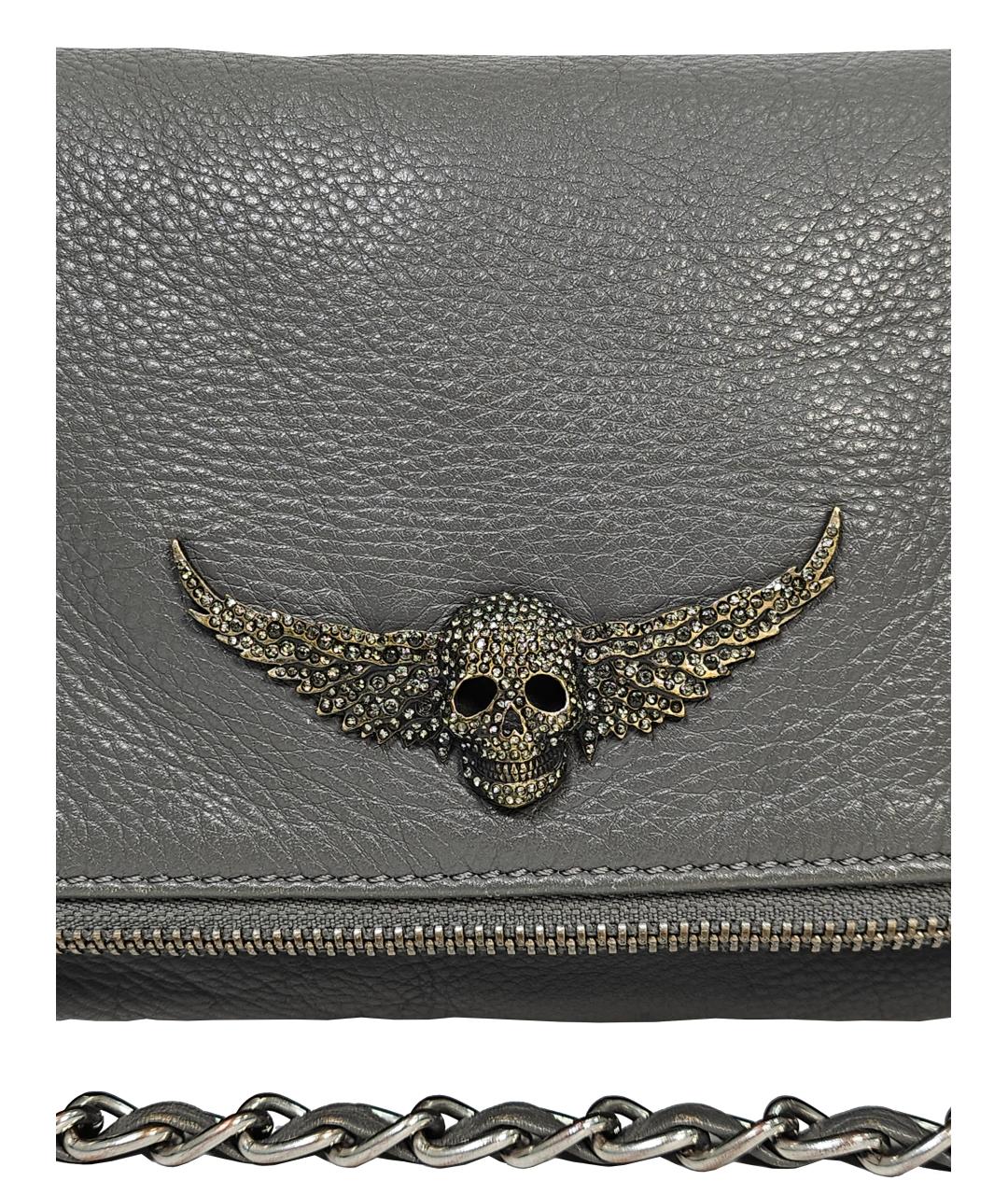 ZADIG & VOLTAIRE Серая кожаная сумка через плечо, фото 8