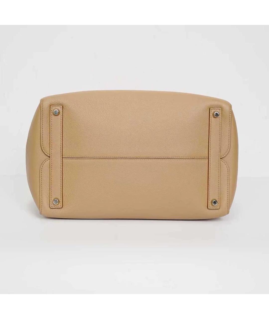 CHRISTIAN DIOR Бежевая кожаная сумка с короткими ручками, фото 4