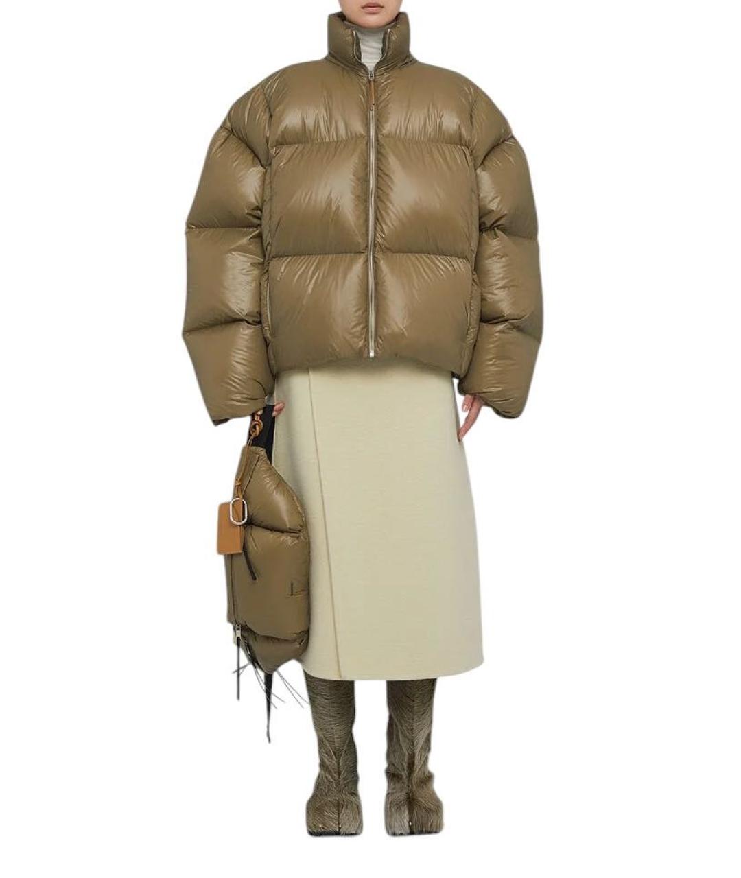 JIL SANDER Золотой полиамидовый пуховик, фото 3