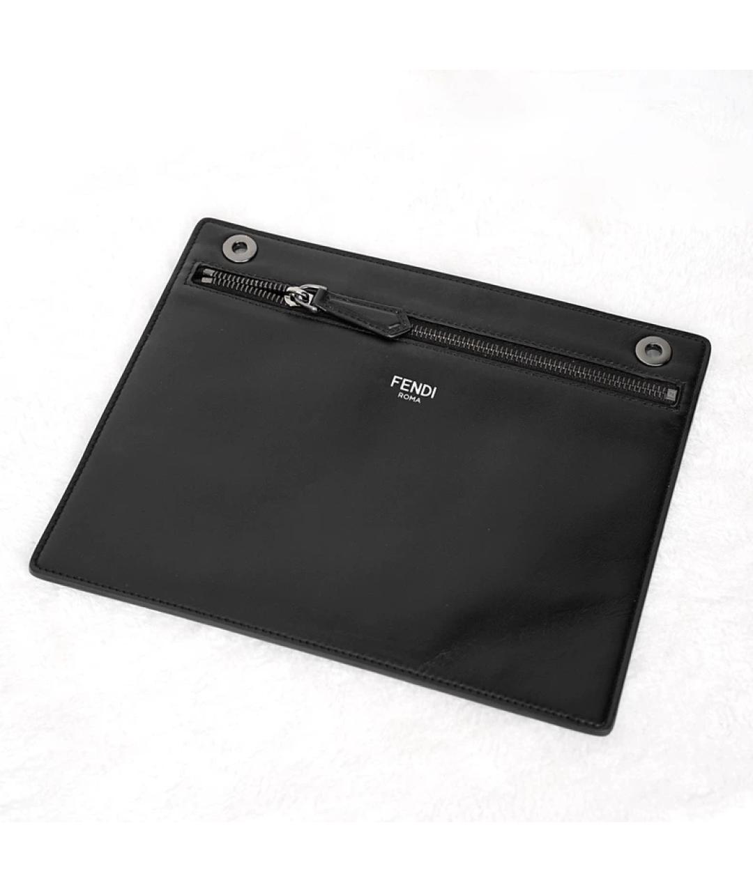 FENDI Черный кожаный портфель, фото 2