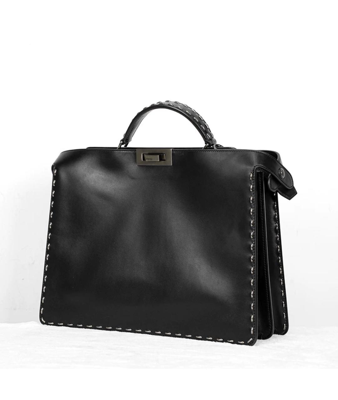 FENDI Черный кожаный портфель, фото 10