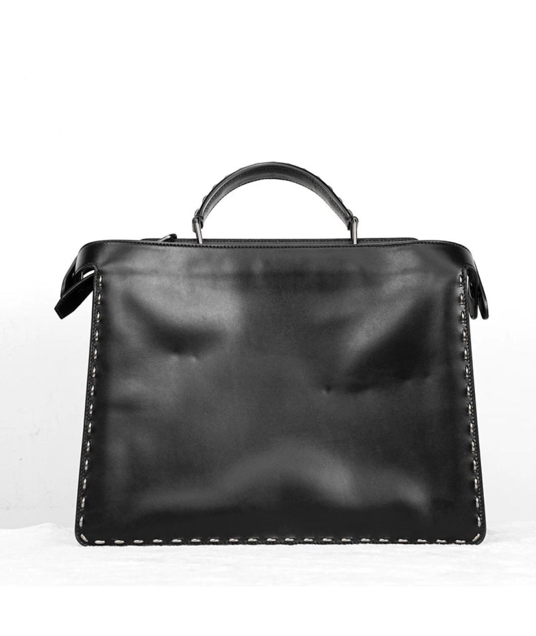 FENDI Черный кожаный портфель, фото 7