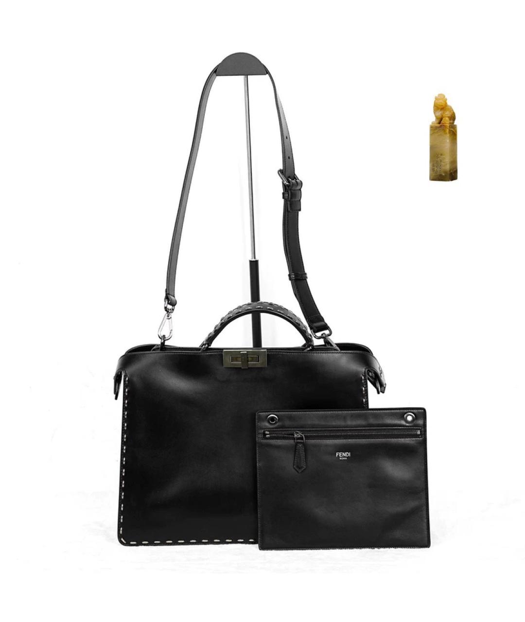 FENDI Черный кожаный портфель, фото 9