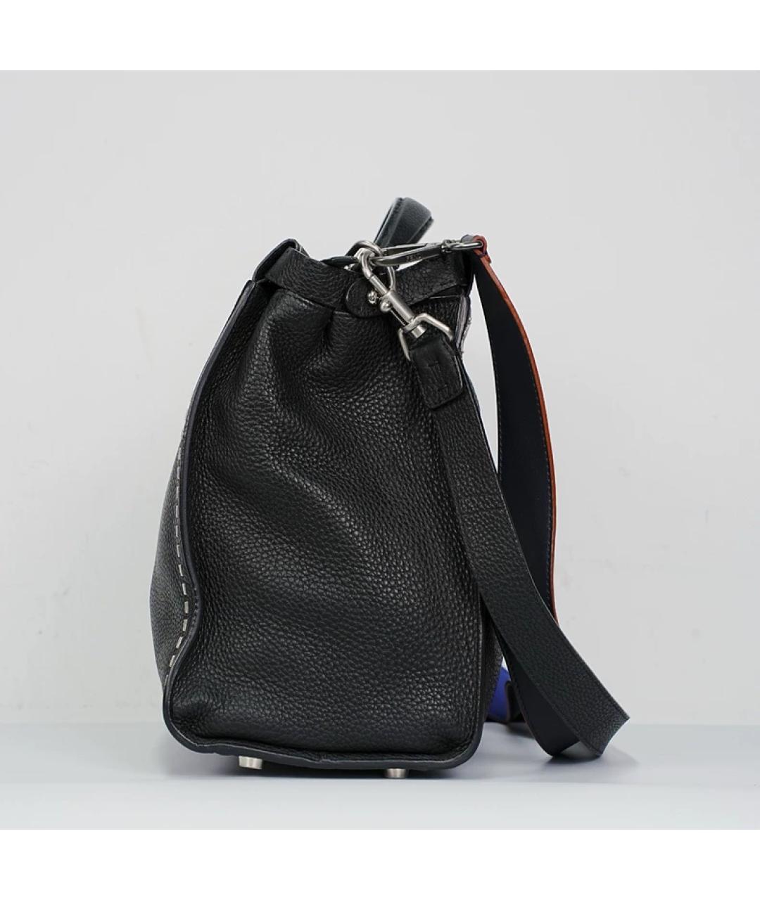 FENDI Черная кожаная сумка с короткими ручками, фото 4