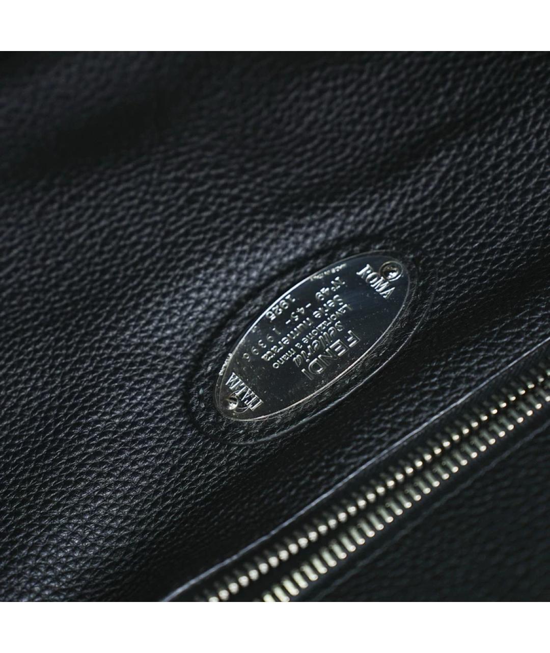FENDI Черная кожаная сумка с короткими ручками, фото 8
